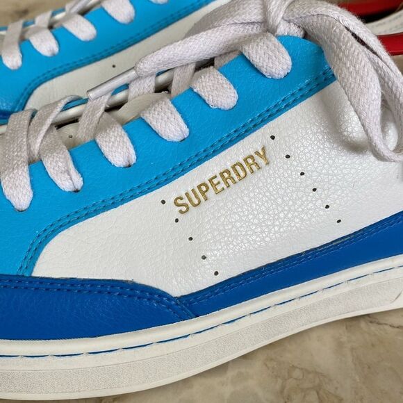 Superdry Vegan Basket Lux Low Trainer Aqua/Blue/White Unisex - Picture 4 of 16